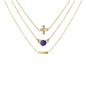 Lapis & 18k Gold Plated Necklace Set of 3