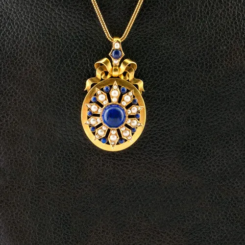 Lapis & Pearl Estate Pendant