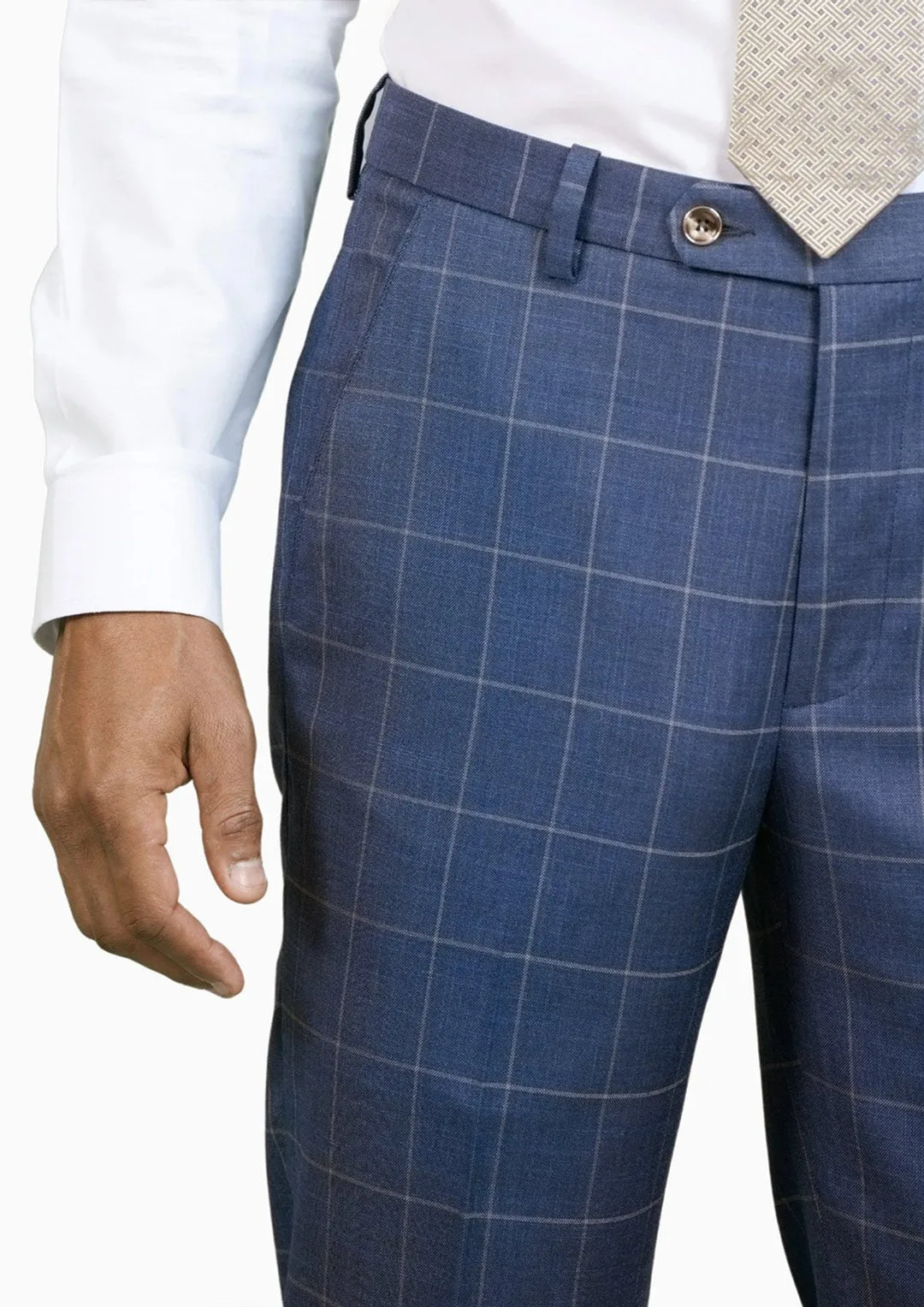 Lapis Blue Windowpane Pants