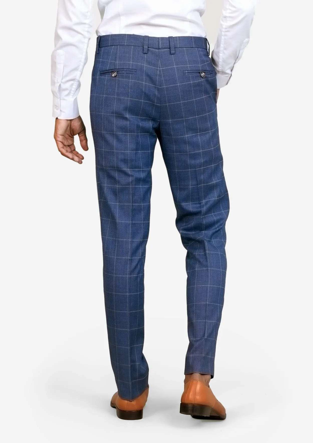 Lapis Blue Windowpane Pants