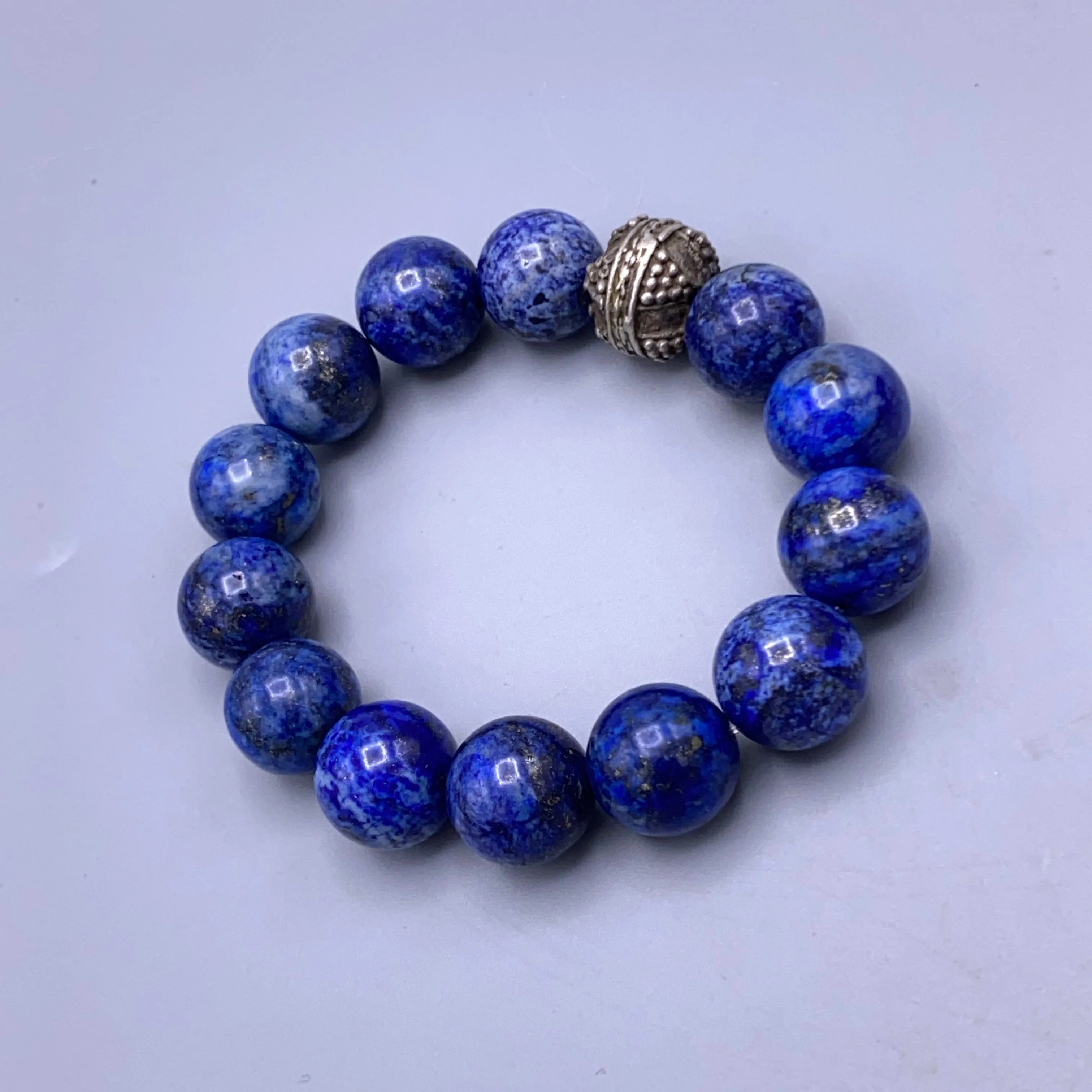 Lapis Lazuli gemstone and Vintage Sterling Silver Bracelet