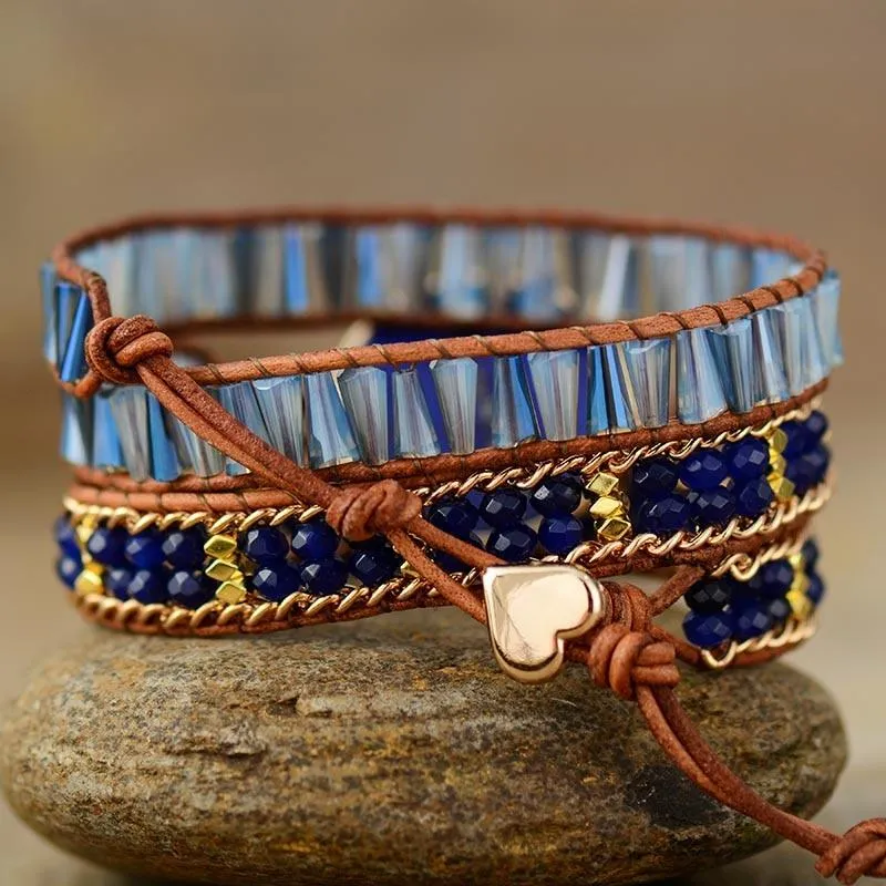 Lapis Lazuli Tree of Life Charm Wrap Bracelet