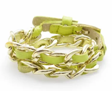 Links and Leather Wrap Bracelet in Assorted Colors