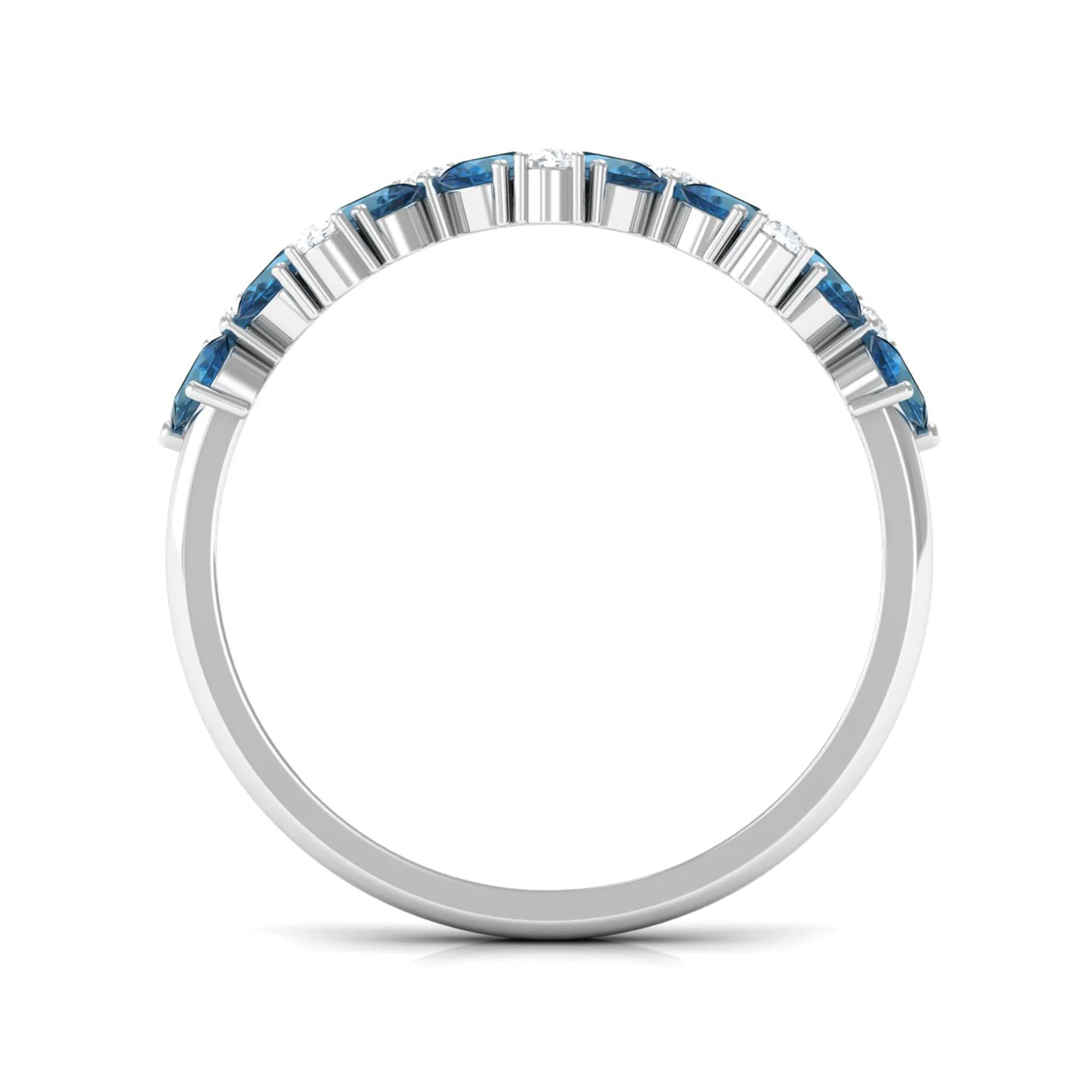 London Blue Topaz and Moissanite Half Eternity Ring