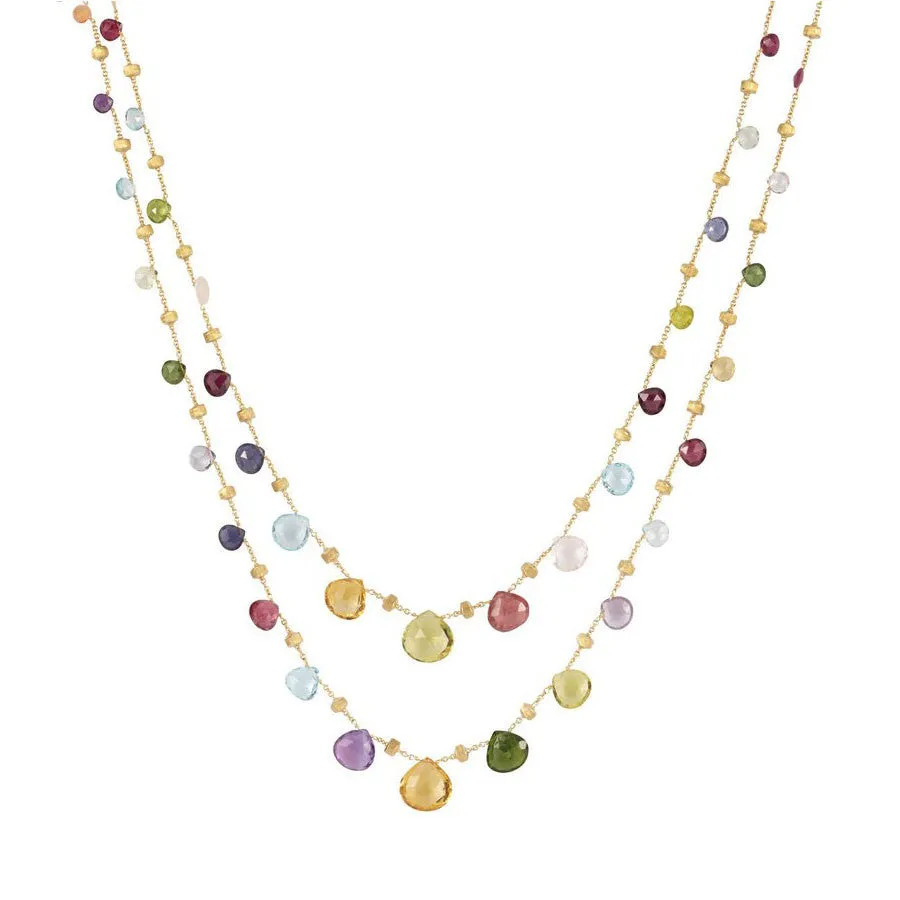 Marco Bicego 18k Yellow Gold Mixed Stones Necklace from Paradise Collection 36in.  CB1871 MIX01 Y 02