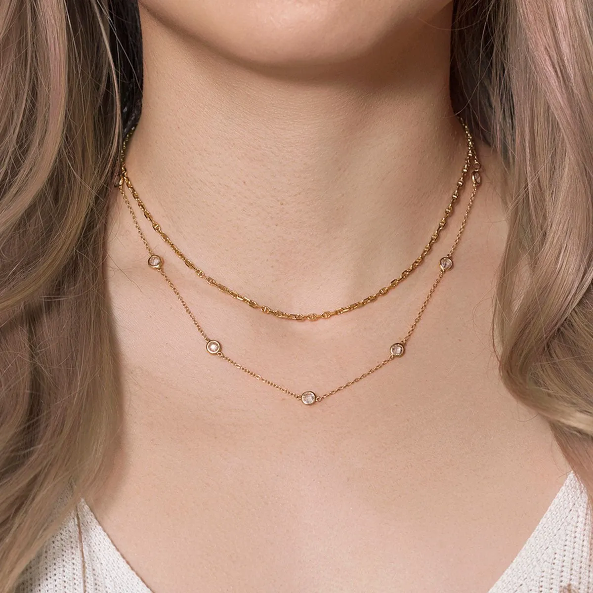 Marina Crystal Chain Layered Duo