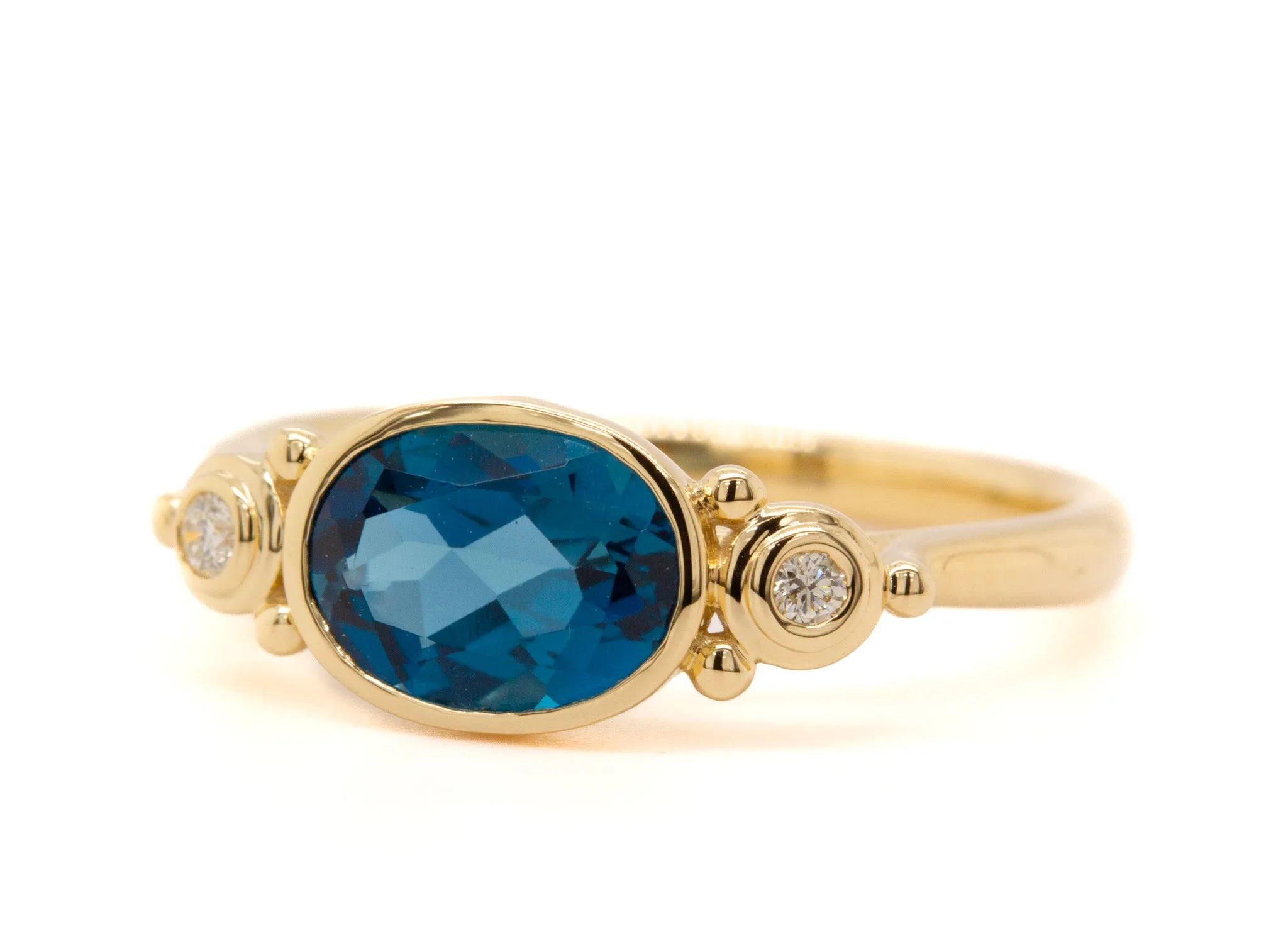 Mark McAskill Oval London Blue Topaz & Diamond Dress Ring