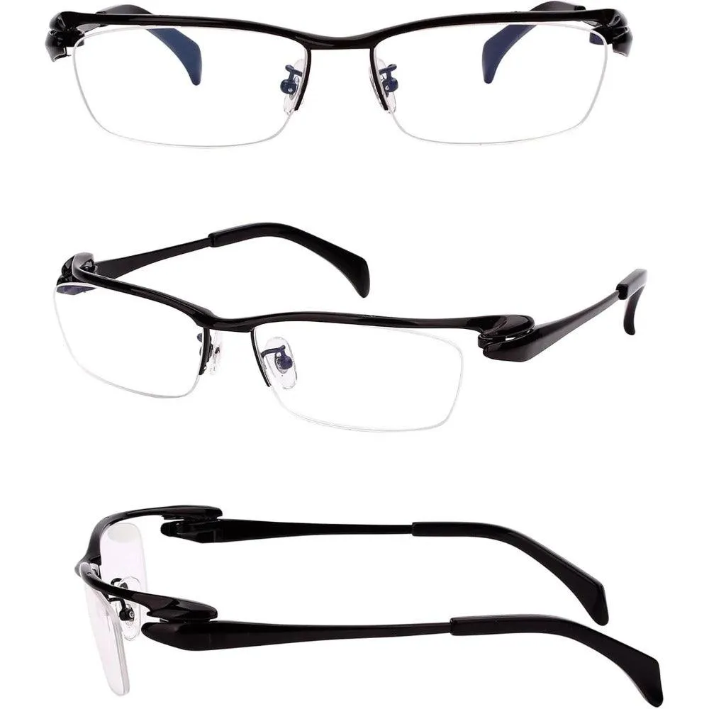 Men's Titanium Wide Half Rim Eyeglasses A1153