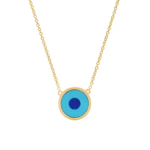 Mini Turquoise Inlay Evil Eye Necklace