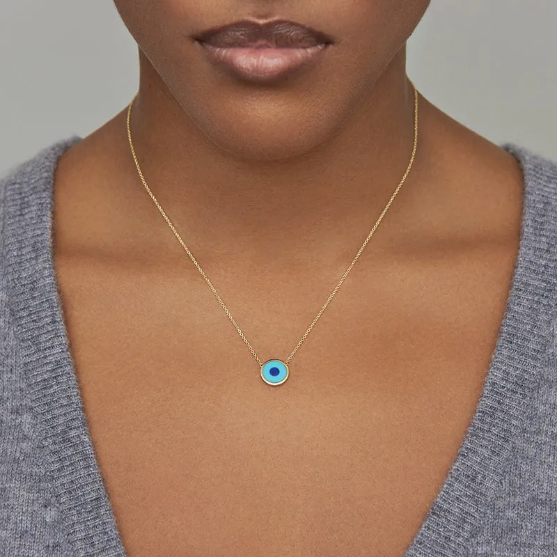 Mini Turquoise Inlay Evil Eye Necklace