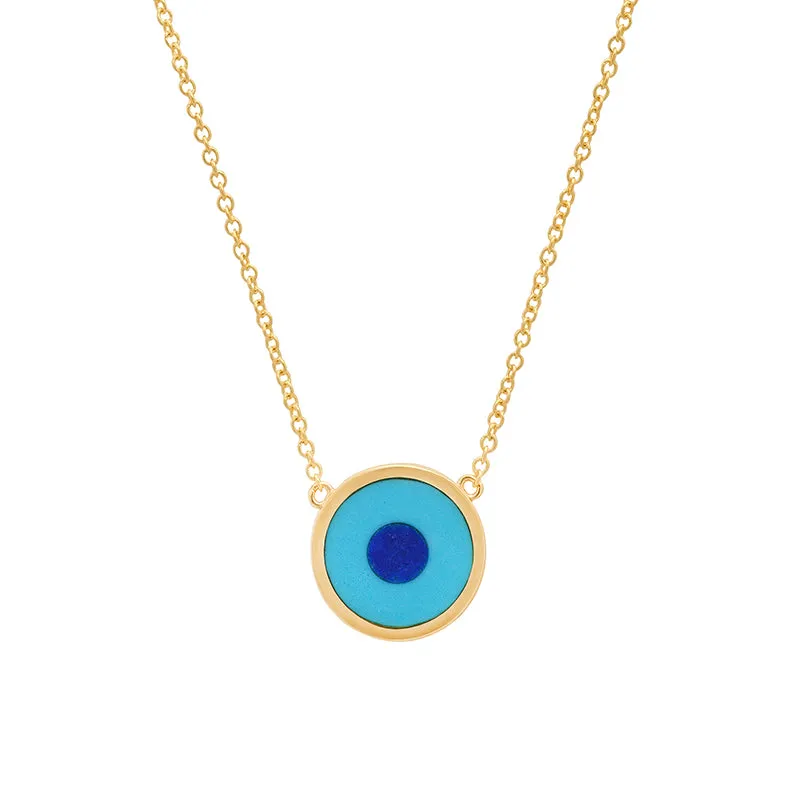 Mini Turquoise Inlay Evil Eye Necklace