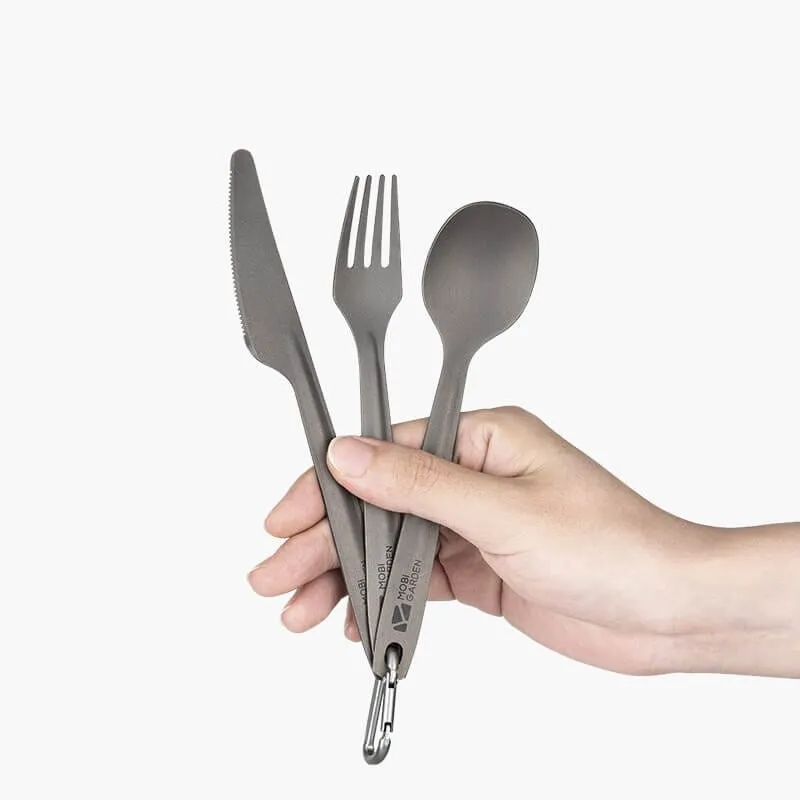 MOBI GARDEN Titanium Knife & Fork & Spoon Set