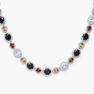 Multi Gemstone Oval Cut Halo Moissanite Chain