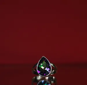 Mystic topaz teardrop ring