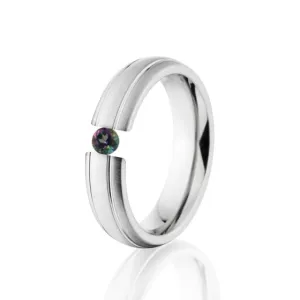 Mystic Topaz, Tension Set Mystic Topaz, Titanium 6mm Ring