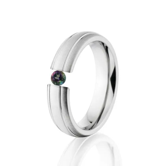 Mystic Topaz, Tension Set Mystic Topaz, Titanium 6mm Ring