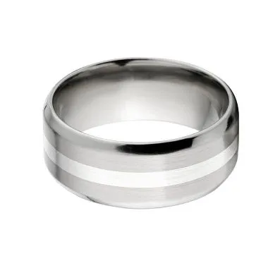 New 10mm Titanium Ring with Sterling Silver Inlay: 10FB12GBR-SSINLAY