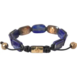 Nialaya Flat Bead Blue Lapis White CZ 925 Bracelet Mens