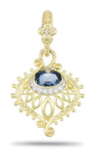 Non-opening bail. Black Friday Special Offer. Peacock Charm – London Blue Topaz & Diamond.50% non-refundable deposit