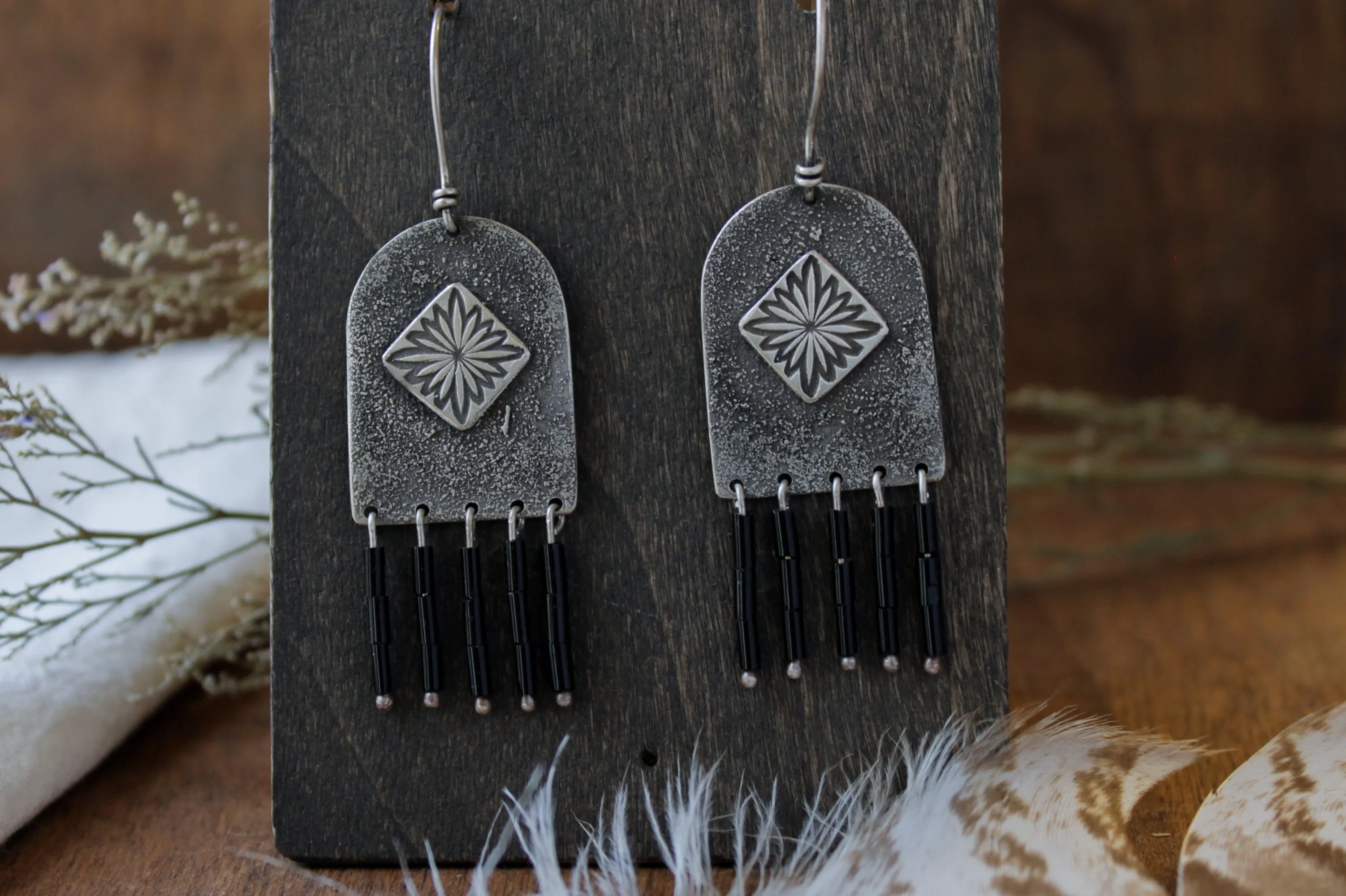 North Star Beaded Dangle Earrings