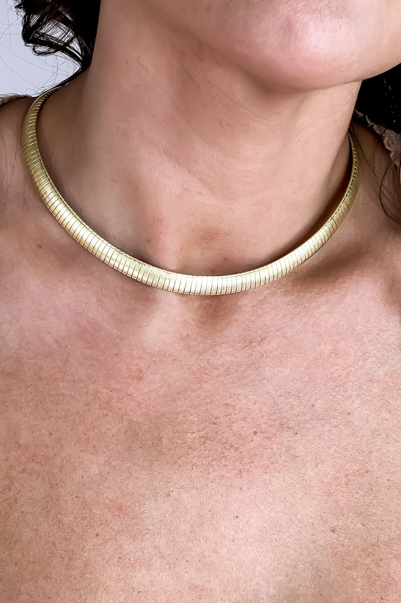 Old Gold Thick Choker Necklace