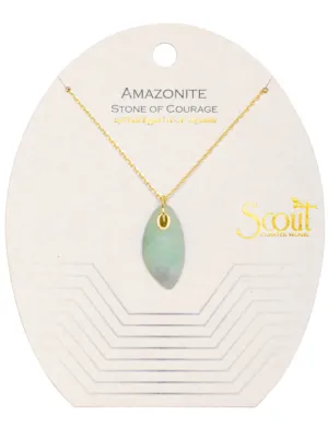 Organic Stone Necklace - Amazonite / Gold / Stone of Courage