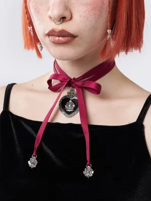 Pandora Heart Satin Ribbon Choker