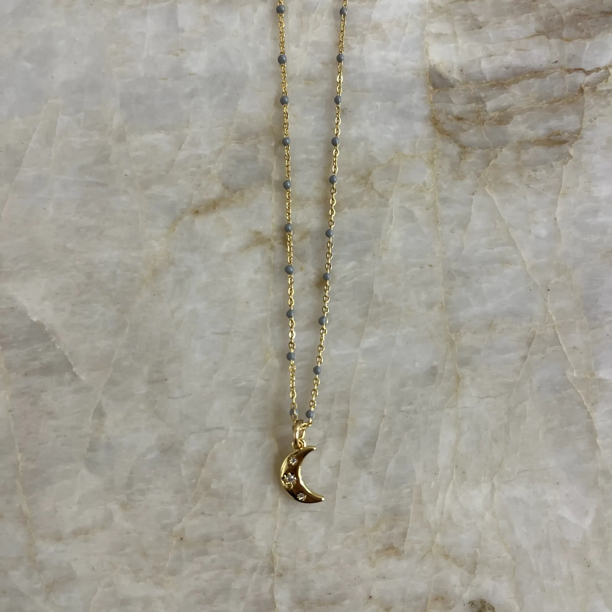 Pavé Moon Enamel Chain