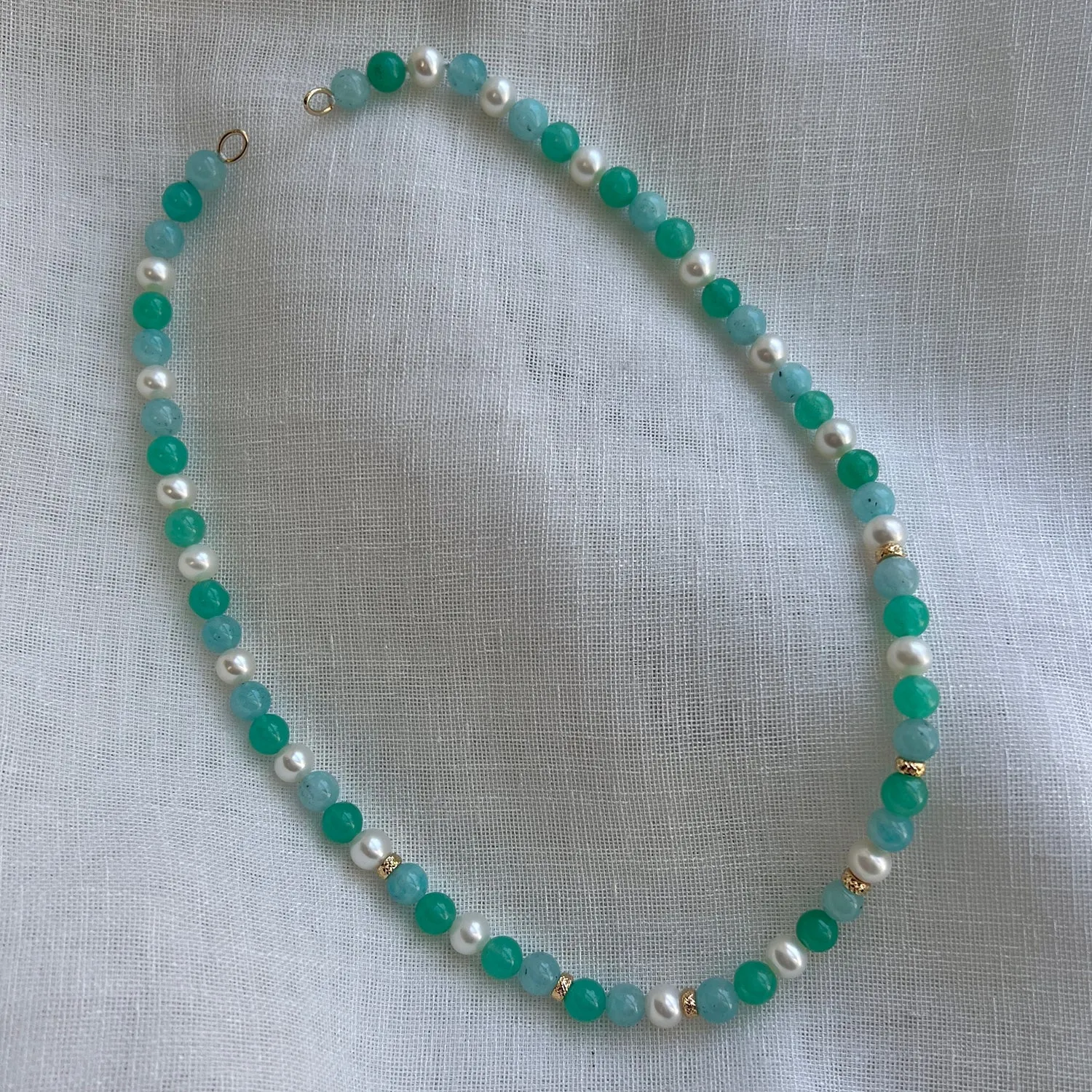 Pearl Aqua Connector Chain Necklace