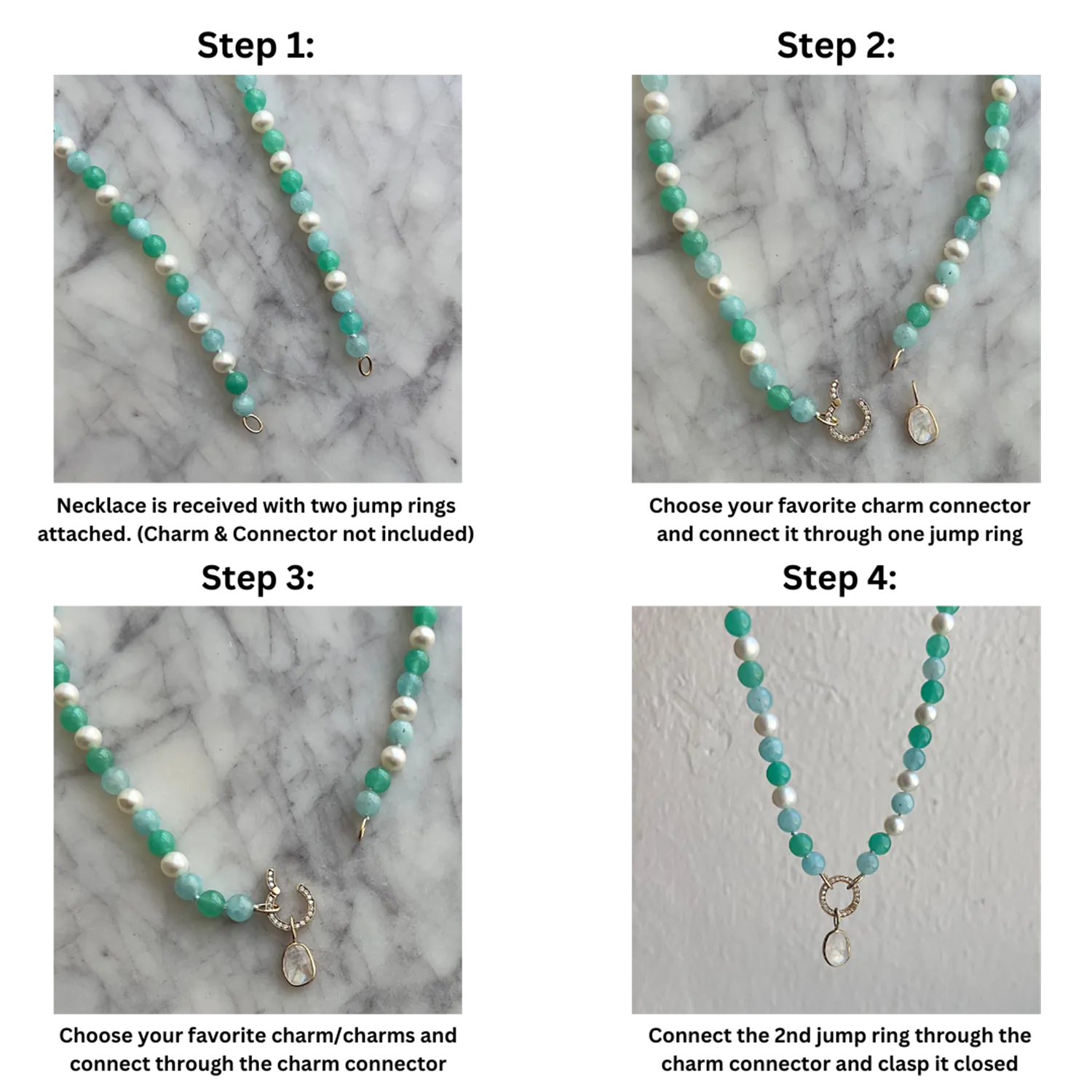 Pearl Aqua Connector Chain Necklace