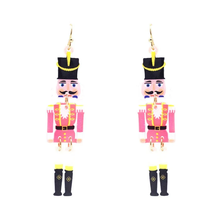 Pink Acrylic Nutcracker 2.5" Drop Earring