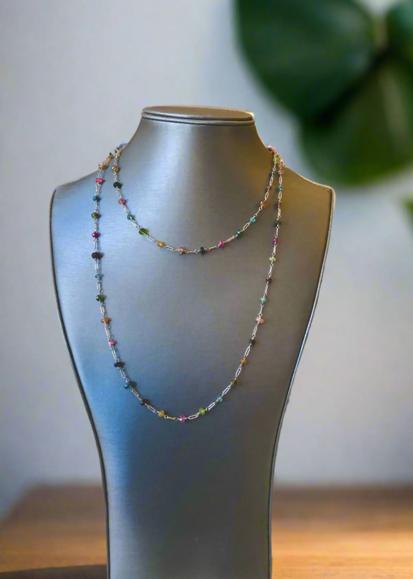 Plumb Silver Original Tourmaline Station Necklace