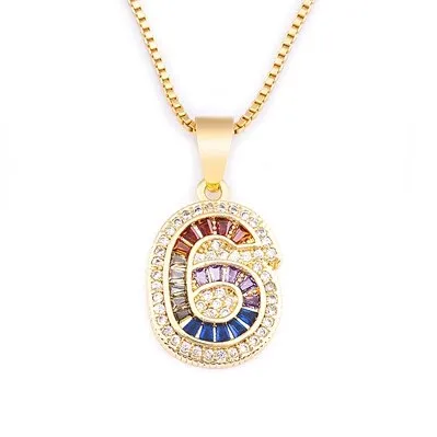 Red Enamel Numeral Number Pendant Necklaces For Women in Gold Color