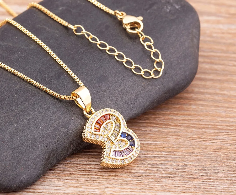 Red Enamel Numeral Number Pendant Necklaces For Women in Gold Color