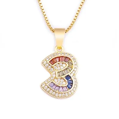 Red Enamel Numeral Number Pendant Necklaces For Women in Gold Color