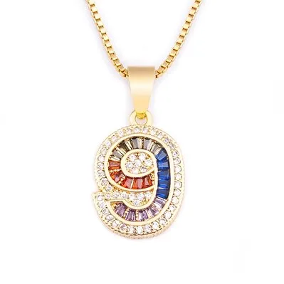 Red Enamel Numeral Number Pendant Necklaces For Women in Gold Color