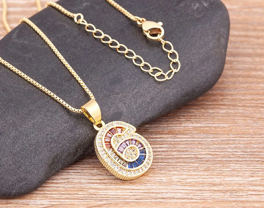 Red Enamel Numeral Number Pendant Necklaces For Women in Gold Color