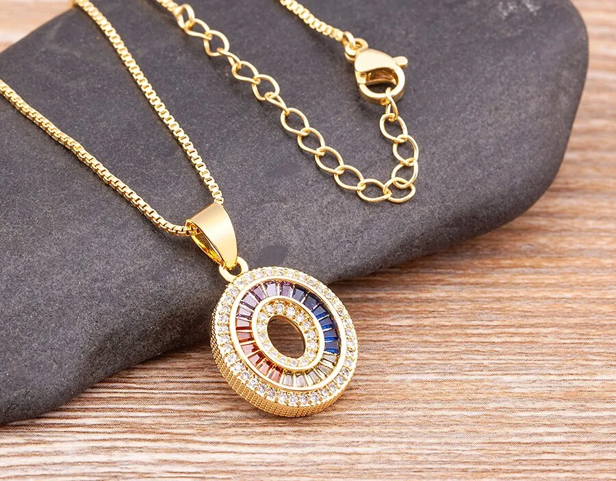 Red Enamel Numeral Number Pendant Necklaces For Women in Gold Color