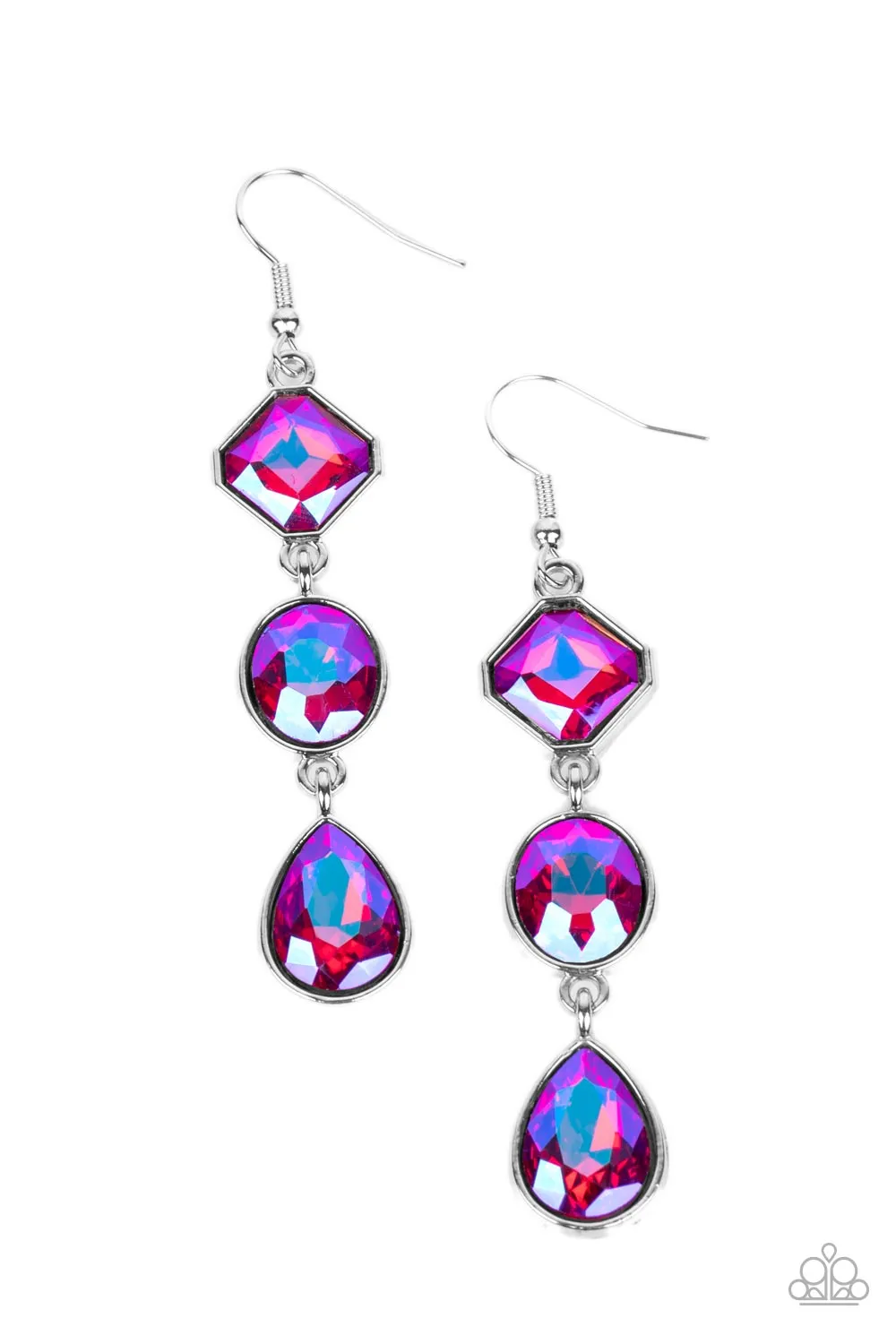 Reflective Rhinestones - Pink Earrings - Paparazzi Accessories