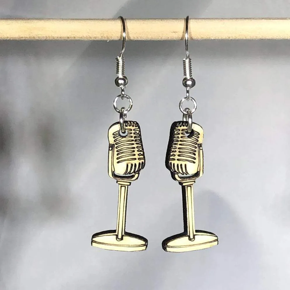 Retro Microphones Dangle Earrings by Cate's Concepts, LLC