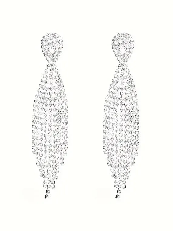 Rhinestone Dangle Evening Earrings