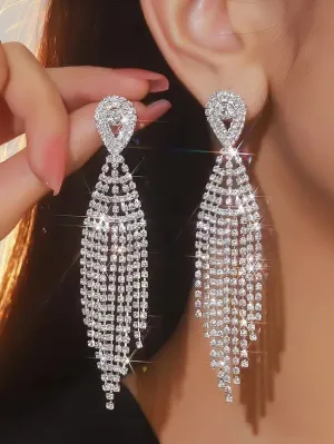 Rhinestone Dangle Evening Earrings