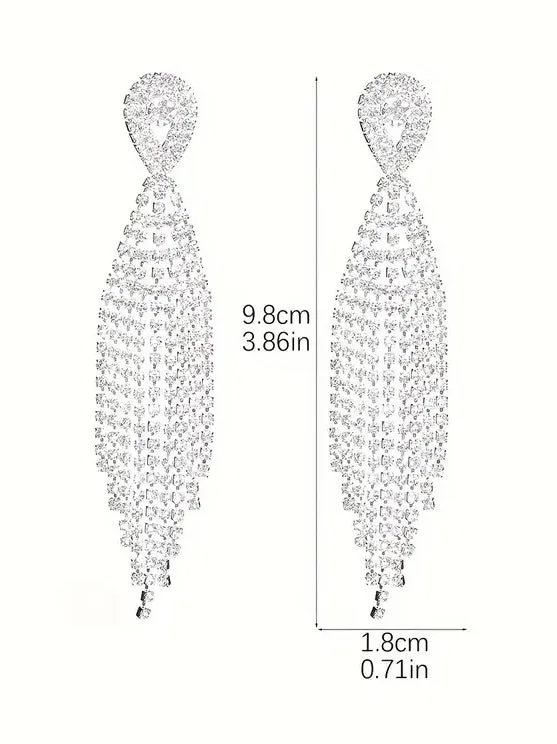 Rhinestone Dangle Evening Earrings