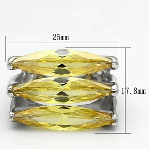 Rhodium Brass Ring with AAA Grade CZ in Topaz for Women Style LOA850