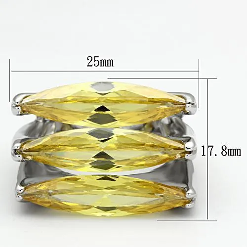 Rhodium Brass Ring with AAA Grade CZ in Topaz for Women Style LOA850