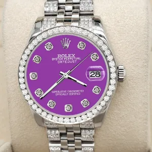 Rolex Datejust 31mm 3.30ct Diamond Bezel/Bracelet/Sangria Purple Watch  TFJ-142508210