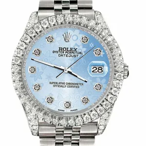 Rolex Datejust 41 4.4CT Diamond Bezel/Lugs/Blue Flower  TFJ-142508583