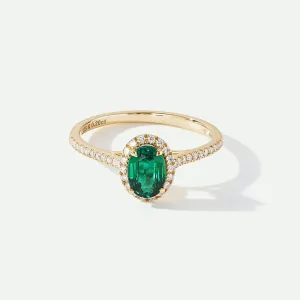 Rosalind | 9ct Yellow Gold 0.20ct tw Lab Grown Diamond and Created Emerald Ring