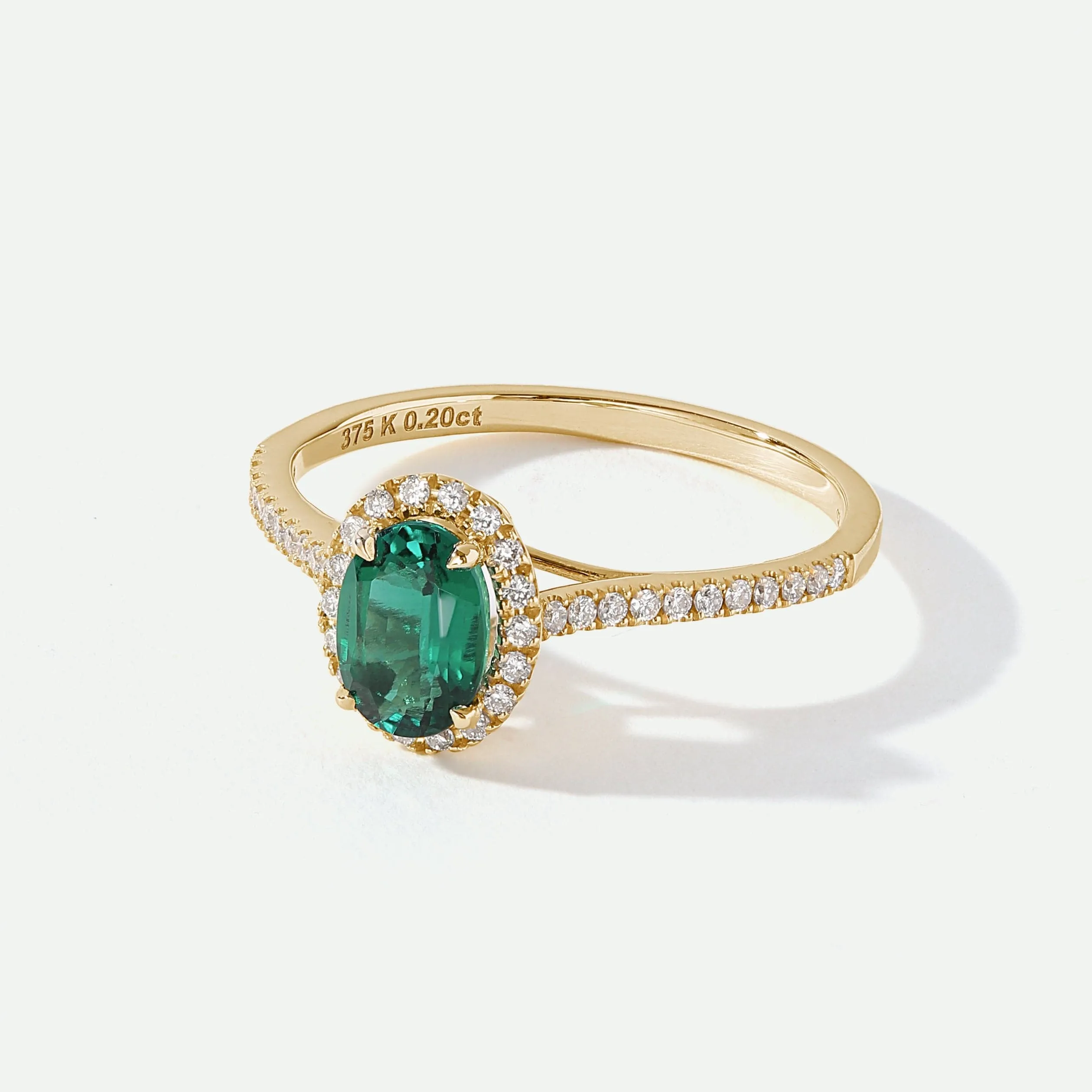 Rosalind | 9ct Yellow Gold 0.20ct tw Lab Grown Diamond and Created Emerald Ring