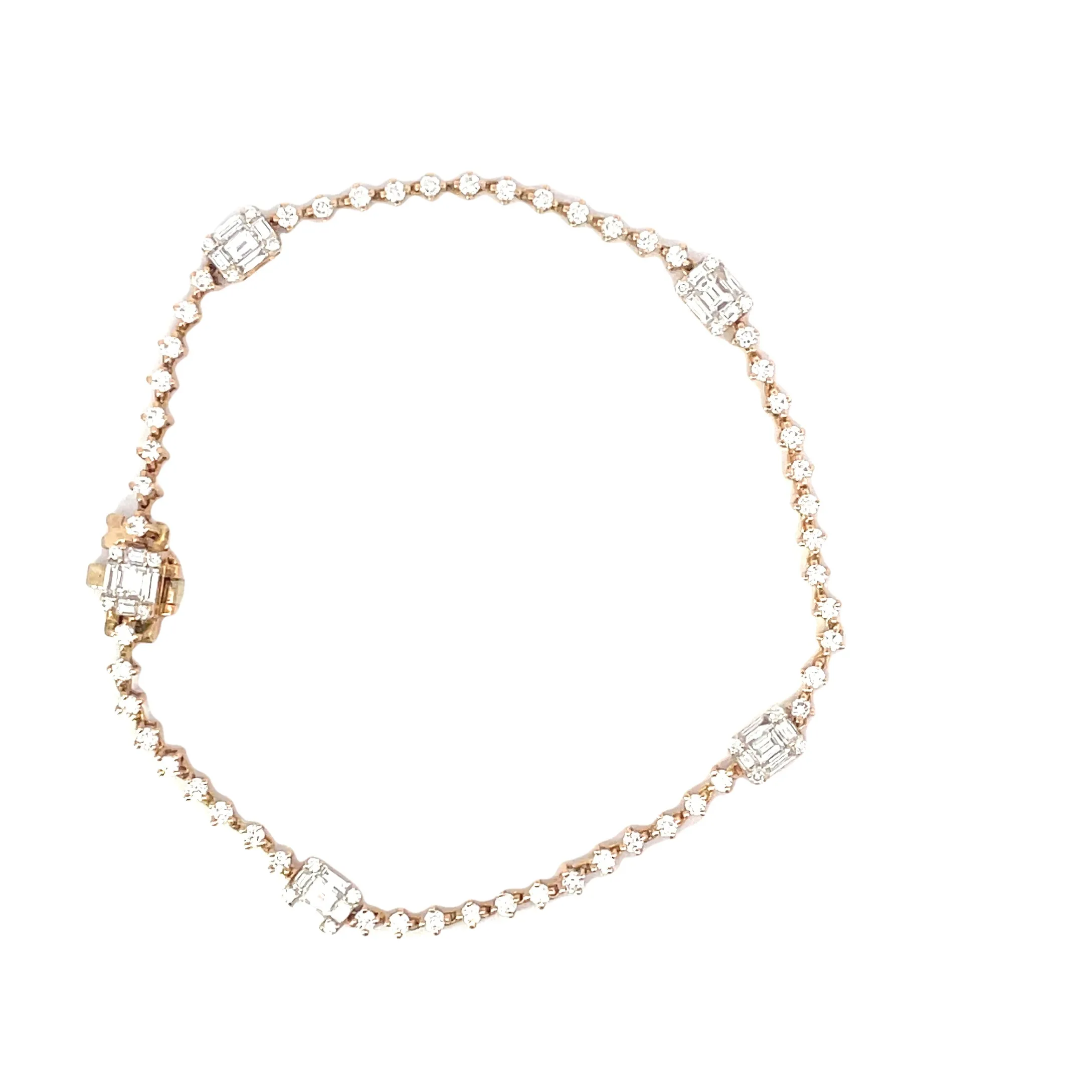 Rose Gold Diamond Station Tennis Bracelet